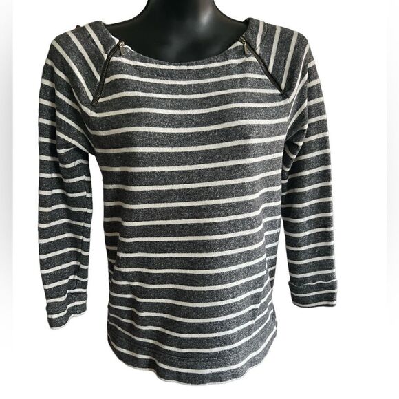 Loft grey and white dual zipper sweater size S - Picture 1 of 4